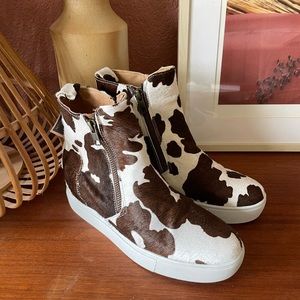 Authentic Cow Hair Leather High Top Sneakers